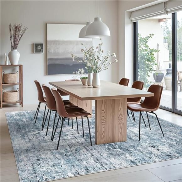 Abstract Rug 8x10 Living Room Bedroom Dining Room Area Rugs Blue - Picture 3 of 7